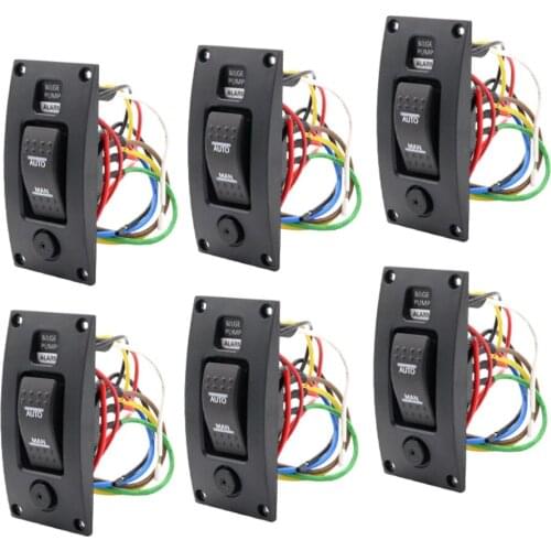 6x Marine Boat 3 Gears ON-OFF-ON Bilge Pump Switch Panel + Alarm DC 12v/24V