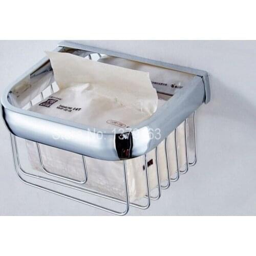Bathroom Accessories Polished Chrome Wall Mounted Toilet Paper Roll Holder Bathroom Shower Storage Basket aba535