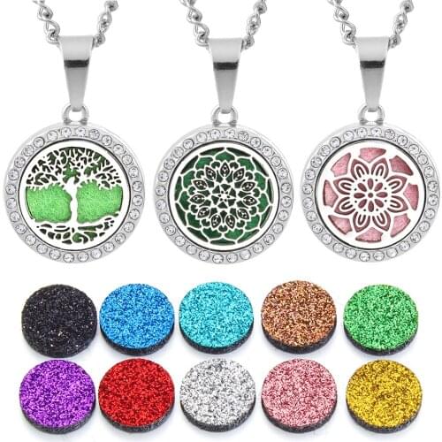 Aromatherapy Necklace Diffuser Jewelry Vintage Tree of Life Open Locket Pendant Essential Oil Perfume Aroma Diffuser Necklace