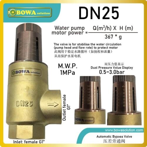 0.5 to 3bar automatic differential bypass valve is designed to stabilize heating/cooling hydronic circulation, flow & pump head