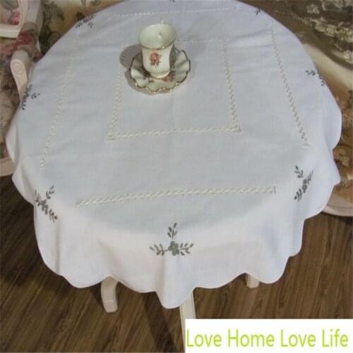 Free Shipping High Pastoral Style Hollow Embroidery Tablecloth Coffee Round Tea Pad Gift Wedding Living Decorate Antependium