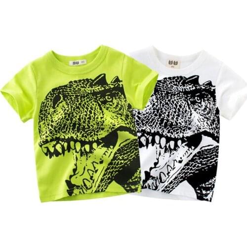Lollas Summer Baby Boys T Shirt Dinosaur Print Short Sleeve Cotton Tops Tees T Shirt For Kids Children Casual Sport Clothes