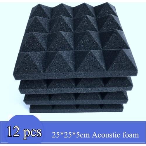 Drop shipping 12 pcs Soundproofing Foam Sound Absorption Pyramid Studio Treatment Wall Panels 25*25*5cm Acoustic foam