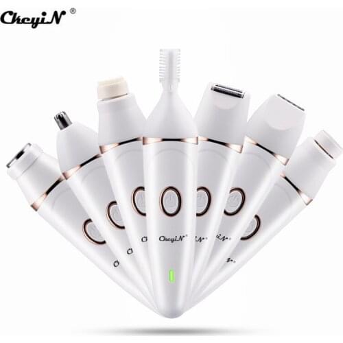 CkeyiN 7 In 1 Women Epilator Female Eyebrow Nose Trimmer Face Bikini Leg Lady Shaver For Hair Removal Painless Shaving Machine