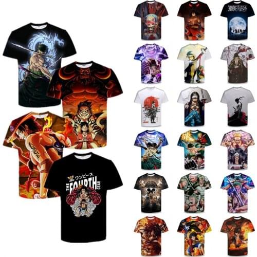 Anime Luffy Zoro Chopper Franky Trafalgar Law Ace Kakarotto Cosplay 3D T-shirt Aldult Unisex Tops Kids Short Sleeve Prop