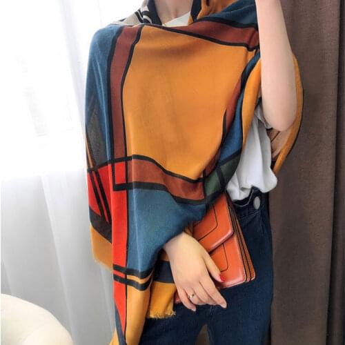 Classic cotton scarf women silk scarves fashion Autumn winter warm print Designer black shawl factory wholesale Direct sales