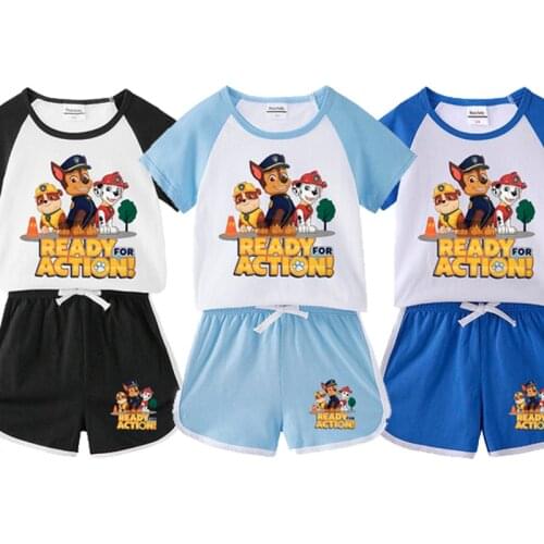 Childrens Suit Paw Patrol Clothes Summer New Childrens Clothing Baby Short-sleeved T-shirt Shorts Casual Two-piece Trend
