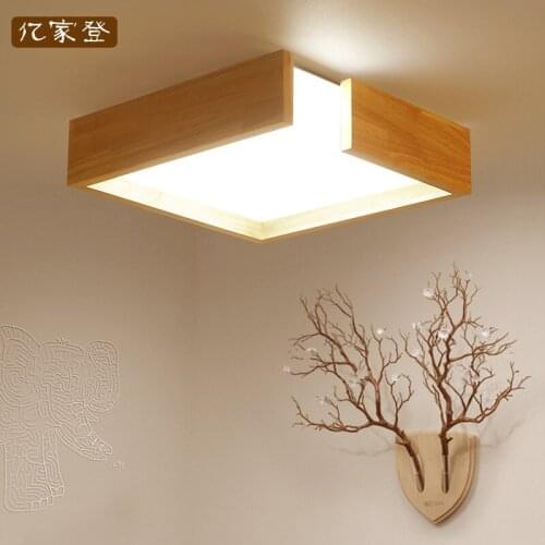 Nordic Japan square solid Wooden Frame led ceiling lights luminarias para sala dining room bedroom kitchen ceiling light