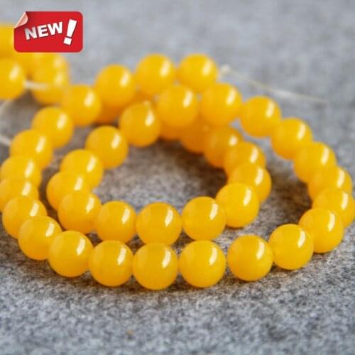 Fashion 10mm Yellow Turkey Chalcedony Stones Loose Beads Round DIY Manual Accessories 15inch Jewelry Making Design Wholesale