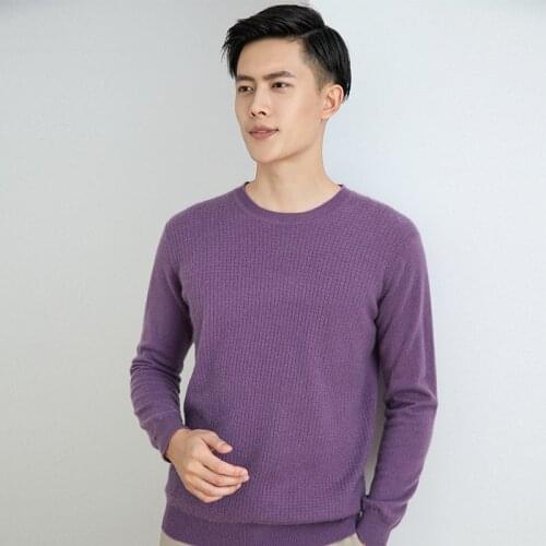 Top Grade Pure Cashmere Knitted Sweaters Men Long sleeve 4Colors Winter Autumn 100% Pashmina Jumpers Oneck Man Knitwear