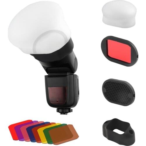 Photography Flash Diffuser Accessories kit Honeycomb Reflector Color Filter Softbox For GODOX V1 V860II YONGNUO 600EX Flash