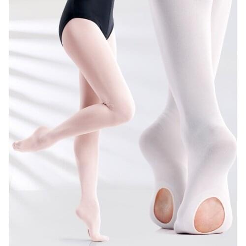 2021 NEW SONGYUEXIA Professional Kids Children Girls Soft Microfiber Convertible Ballet Dance Tights With Hole 60D 3 Pairs