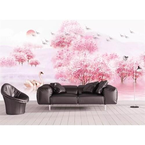 Beibehang wallpaper for walls 3 d Pink peach tree flowers TV backdrop custom photo wallpaper large mural wall stickers behang