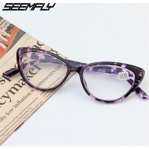 Seemfly Cat Eye Reading Glasses Women Eyeglasses Presbyopic 1.0 1.25 1.5 1.75 2.0 2.25 2.5 2.75 3.0 3.25 3.5 3.75 4 Men Eyewear
