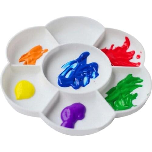 Plum Blossom Palette Seven-grid Water-Powder Palette Pigment Double Cover Available Diameter 16 cm Artistic supplies Painting