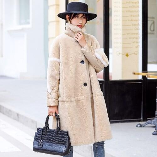 Coat Fur Real Female 100% Wool Coat Winter Coat Women Clothes 2020 Sheep Shearling Long Down Jacket Manteau Femme FA257