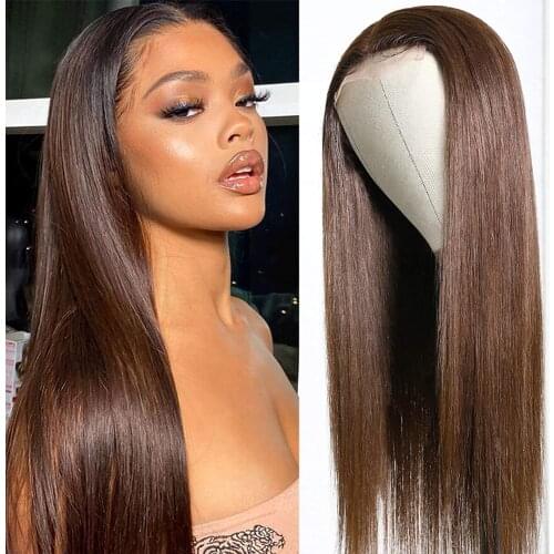 250Density Brown Ombre Transparent Lace Front Human Hair Wigs Colored Bone Straight Human Hair Wig TPART Straight Lace Front Wig
