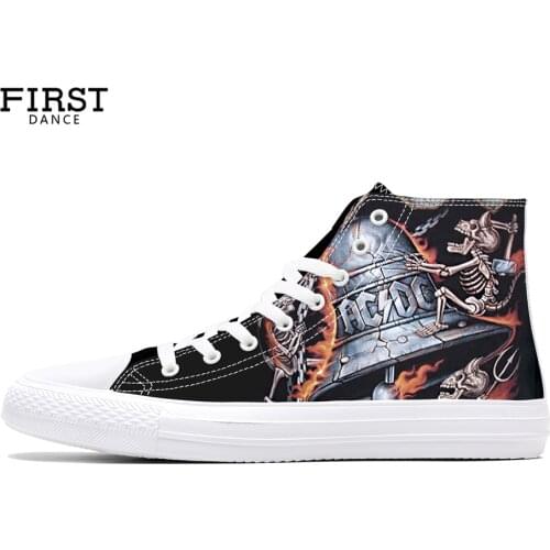 FIRST DANCE 2018 Spring Skull Printed High top Shoes Mens Rock Street Hip Hop Casual Canvas Shoes Classic Canvas Shoes For Men