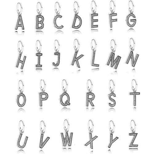 A-Z Letters Pendant Charm 100% Real 925 Sterling Silver Letters Pendant Charms Fit Original Bracelet Diy Jewelry Making