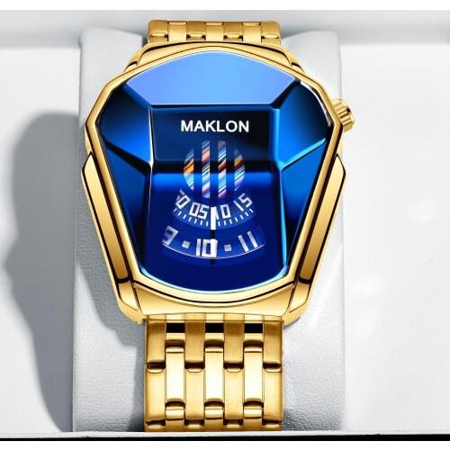 Dropshipping Luxury Gold Wrist Watch Men Male Clock Technology Waterproof Locomotive Trend Mens Casual Quartz Watch Man XFCS