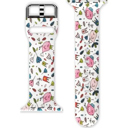 GOOSUU Silicone Printing Strap for Apple Watch Band 38mm 40mm 42mm 44mm Fashionable Sports Typical for Iwatch SE 6 5 4 3 2 Loop