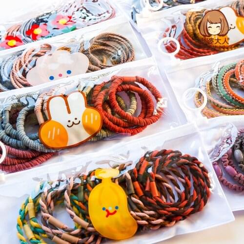 High Elastic Rubber Band Hairband for Tying up Hair Good Quality Zipper Bag Bag Hair Rope Multi-Color Korean Head Rope Hot