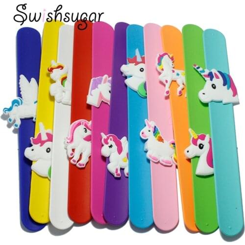 Cute Flexible Slap Wrap Unicorn Bracelet Wristband Kid Children Girl Boy Animal Bangle Gift Favor