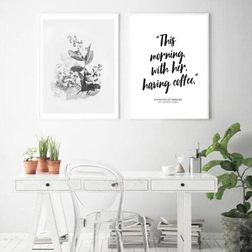 Nordic Flowers Bouquet Quote Posters and Prints Black And White Canvas Painting Wall Art Picture Livingroom Simple Home Decor