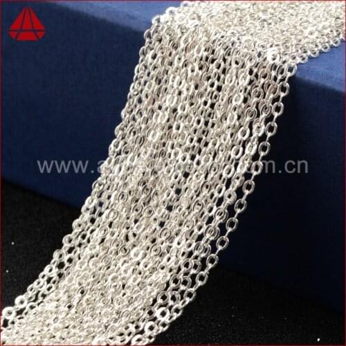 18'' Silver Plated Chains For Connector Finished Jewelry Chain Necklace Finding Golden Flat Cable Chain Losbter Clasp PJ004