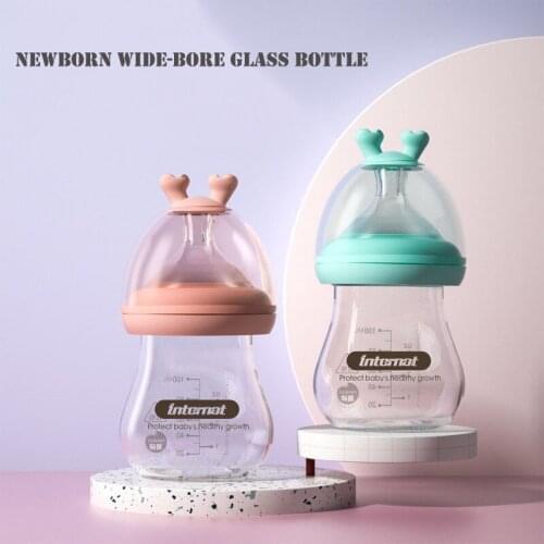 Newborn 100ml Glass Baby Bottle Wide Caliber Anti-Choking And Anti-Colic Baby Baby Care Small Baby Bottle Without BPA