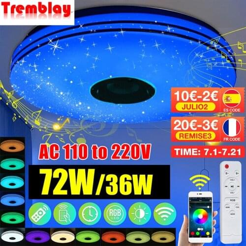 Modern RGB LED Ceiling Lights Home Lighting 36W 72W APP bluetooth Music Light Bedroom Lamp Smart Ceiling Lamp+Remote Control