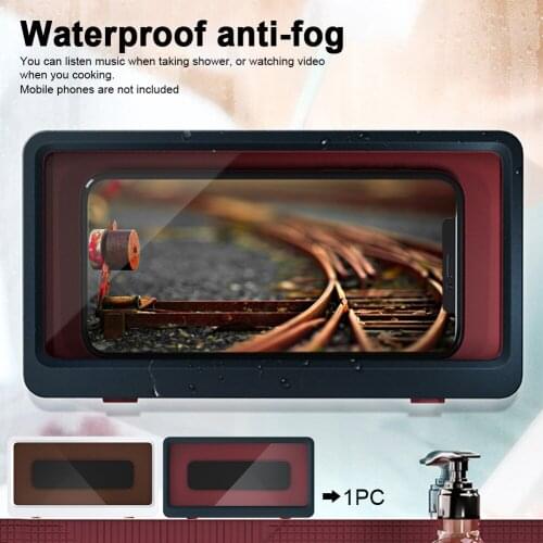 Universal Waterproof Phone Case Make Up High Perspective Window Punch-free Sticky Home Bathroom Wall Mounted Touch Screen Shower