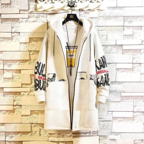Windbreaker Men Mid-Length British Style Jacket Korean Version of The Trend of Mens Thick Casual Handsome Coat Windbreaker Men