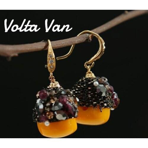 Volta Van Drop Earrings 925 Sterling Silver Pendientes Plata Amber 2021 New Fine Jewelry Vintage Handmade Design Elegant Earring
