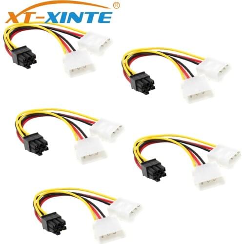 XT-XINTE 18cm ATX IDE for Molex Power Dual 4 To 6-Pin PCI Express PCIe Y Molex IDE Power Cable Adapter Connector for video card