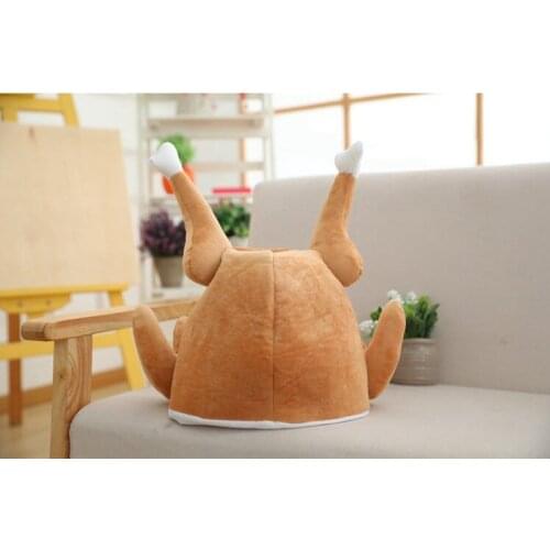 Funny toy chicken hat Soft cartoon chicken leg cap Toy plushed hat Cosplay toy hat
