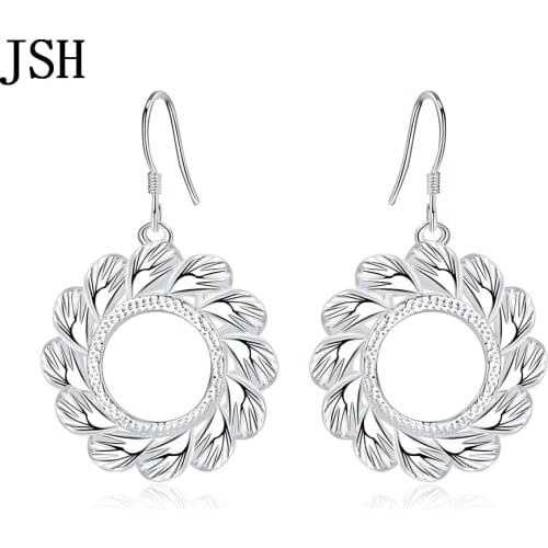 Promotion Bohemia cute lady retro women silver color earrings high quality fashion Round jewelry charms wedding gifts LE025