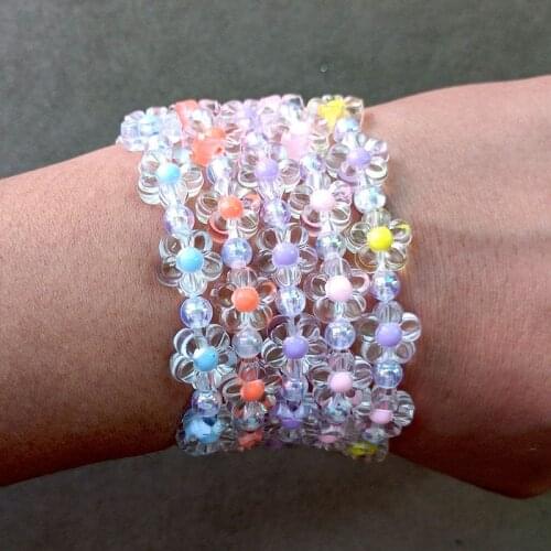 Fashion Flowers Charm Bracelet Women Bead Bohemian Summer Colorful Lovely Stretch Bangle Party Couple Gift 2021New