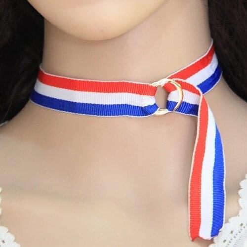 Hot Sale European Retro Stripe Individual Character Female Tie Female Choker Collar Necklace Jewelry