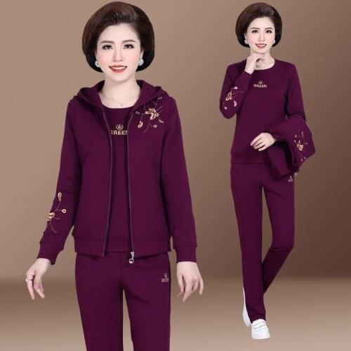 Tracksuit Women Spring Autumn 2021 New Womens Large Casual Three Piece Set Winter Fashion Long Sleeve Tops + Pants Suit X524