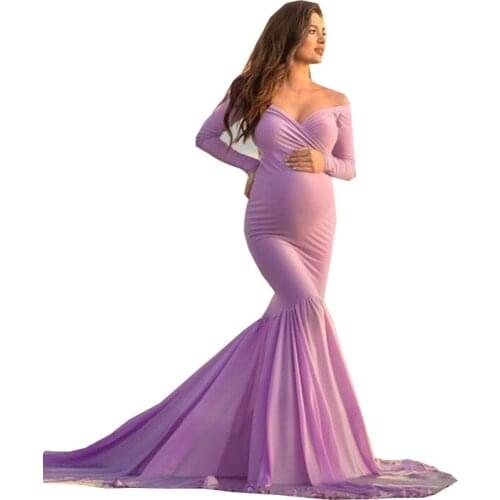 Floor Length Women Maternity Dress Pregant Beach Photo Shoot Maxi Gown Beautiuful Photograph Clothes