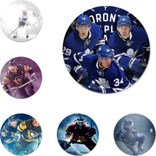58mm Ice Hockey Icons Pins Badge Decoration Brooches Metal Badges For Clothes Backpack Decoration