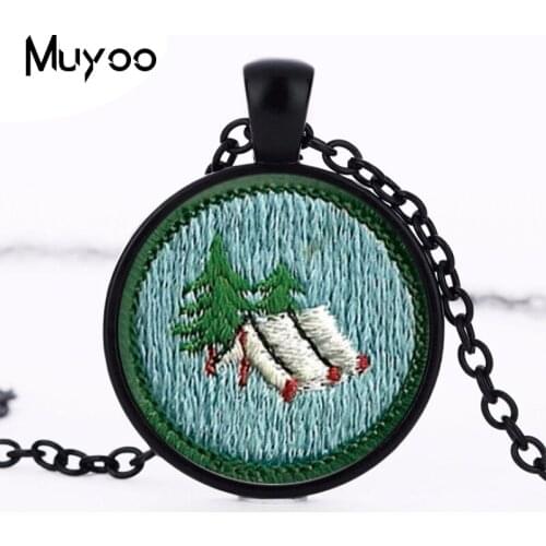 Girl Scout Junior Retired Camping Merit Badge - Girl Scout Jewelry - Glass Photo Cabochon Necklace HZ1