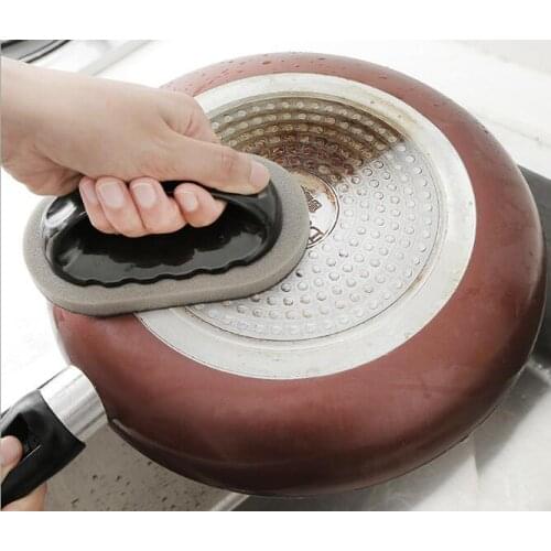 1PC Bath Brush Tiles Brush For Dishes Magic Emery Floor Strong Decontamination Sponge Cleaning Brush For Pot with handle OK 0922