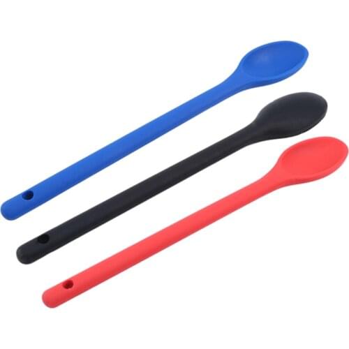 1pc Extended Handle Silicone High Temperature Resistant Cooking Spoon Salad Spoon Cake Putty Spatula Stirring Spoon Tableware