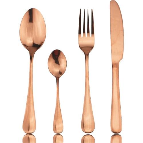 4Pcs/set Copper Cutlery Set Stainless Steel Dinnerware Set Silver Flatware Fork Knife Spoon Wedding Silverware Set Drop Shipping