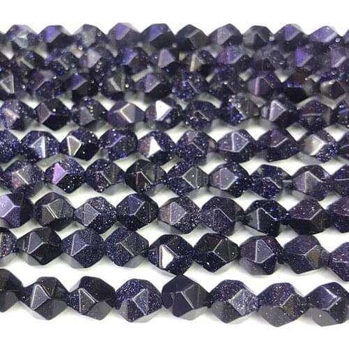 6/8/10mm Faceted Natural Blue Sand Stone Beads For Jewelry Making Round Loose Star Angle Blue Sandstone Beads DIY Bracelet 15
