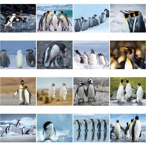 Penguins Stand In Line and Walk Hand In Hand Diamond Painting Art Handmade Diy Home Decoration Modern Animal Pictures Painting