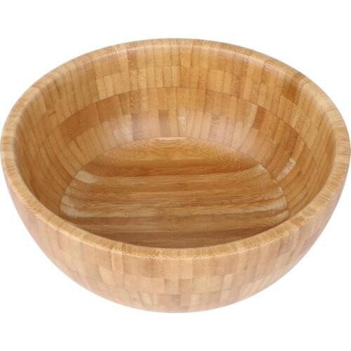 Bamboo Bowl Simple Durable Adult Children Food Salad Storage Tableware Bowl for Home (Large Size)