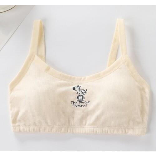 Cotton Puberty Training Bra Bow Teenage Girl Bra with Pad Breathable Teen Lingerie Camisole for 12-16Y sports bra